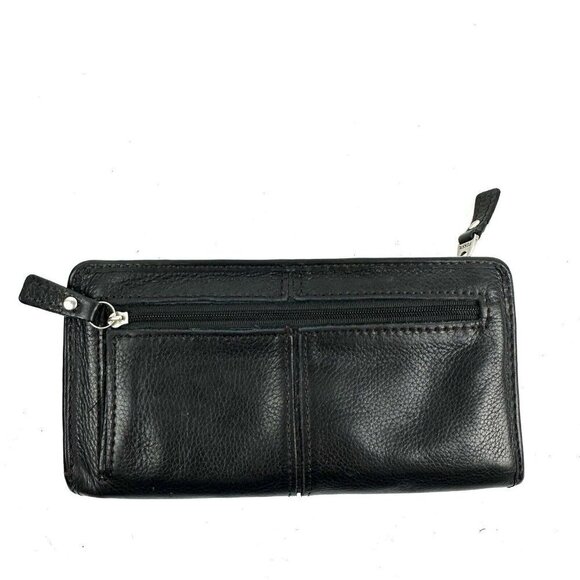 Fossil Maddox Wallet Black Leather3/4 Zip Around Clutch Organizer - Picture 2 of 9